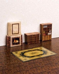 Şömine/Kitaplık/Ahşap Çekmece/Halı Set 1/50 1 Set - Eshel