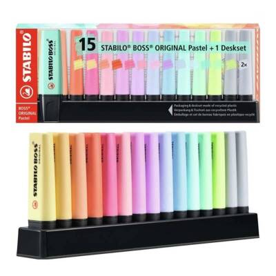 Stabilo Boss Fosforlu İşaretleme Kalemi 15 Renk Set Pastel Renkler - 1