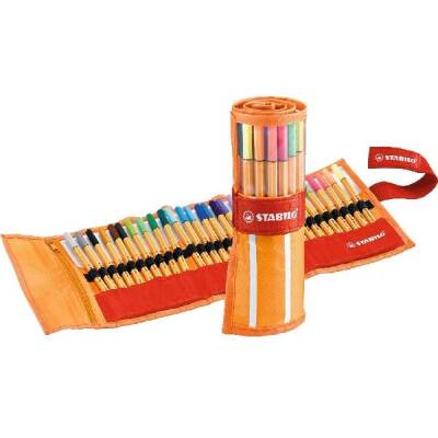 Stabilo Point 88 İnce Keçe Uçlu Kalem 25+5 Floresan Renk Rülo Çantalı Set - 1