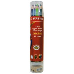 Stabilo Trio Thick Kalın Kuru Boya 12 Renk Plastik Tüp - 1
