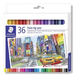 Staedtler Çift Uçlu Keçeli Kalem 36 RENK SET (0.8 mm - 3 mm) - 1