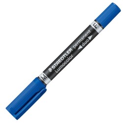 Staedtler Lumocolor Duo Permanent Kalem Yuvarlak Uç Mavi 0.6 mm - 1.5 mm - 1