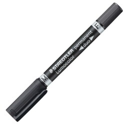 Staedtler Lumocolor Duo Permanent Kalem Yuvarlak Uç Siyah 0.6 mm - 1.5 mm - 1