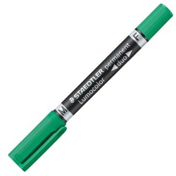 Staedtler Lumocolor Duo Permanent Kalem Yuvarlak Uç Yeşil 0.6 mm - 1.5 mm - 1