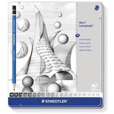 Staedtler Mars Lumograph Dereceli Kalem 20'li Set Metal Kutu (9B-9H) - 1