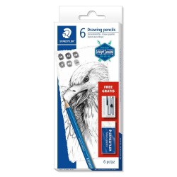 Staedtler Mars Lumograph Dereceli Kalem 6 Kalem + Silgi + Kalemtraş Set - 1