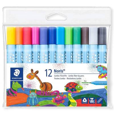 Staedtler Noris Jumbo Üçgen Keçeli Kalem 1mm Fine 12 Renk - 1