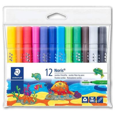 Staedtler Noris Jumbo Üçgen Keçeli Kalem 3mm Broad 12 Renk - 1