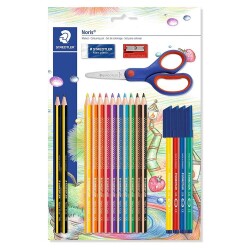 Staedtler Noris Okul Seti (Kuruboya + Kurşun Kalem + Keçeli Kalem + Makas + Kalemtraş + Silgi) - 1