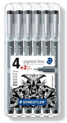 Staedtler Pigment Liner Çizim Kalemi 6'lı Plastik Kutulu Set - 1