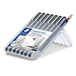 Staedtler Pigment Liner Çizim Kalemi 7+1 Mars Micro Versatil Hediyeli Plastik Kutulu Set - 1