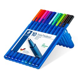 Staedtler Triplus Ball XB Uç Tükenmez Kalem 10 RENK PLASTİK KUTULU SET - 1