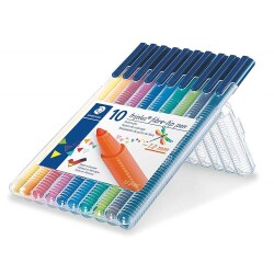 Staedtler Triplus Color Keçe Uçlu Kalem 1mm 10 RENK PLASTİK KUTULU SET - 1