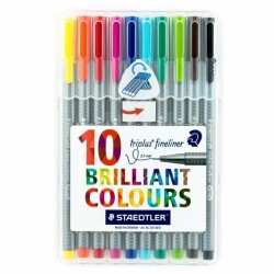 Staedtler Triplus Fineliner Kalem 0.3mm 10 RENK PLASTİK KUTULU SET - 1