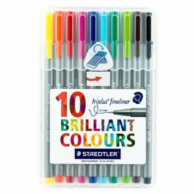 Staedtler Triplus Fineliner Kalem 0.3mm 10 RENK PLASTİK KUTULU SET - 1