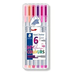 Staedtler Triplus Fineliner Kalem 0.3mm 6 FLAMINGO COLOURS PLASTİK KUTULU SET - 1