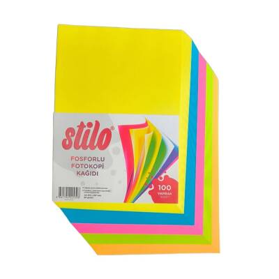 Stilo A4 Renkli Fotokopi Kağıdı Fosforlu Renkler 80 gr 100'lü Paket - 1