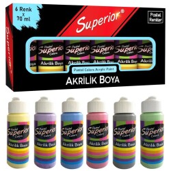 Superior Akrilik Boya 6 Renk x 70 ml Pastel Renkler - 1