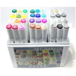 Superior Art Marker Çift Uçlu Grafik Kalemi 36 Renk Plastik Çantalı Set - 1