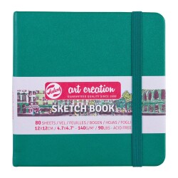 Talens Art Creation Sketchbook Sert Kapak Eskiz Defteri 140 gr 12x12 cm 80 yp FOREST GREEN - 1