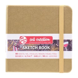 Talens Art Creation Sketchbook Sert Kapak Eskiz Defteri 140 gr 12x12 cm 80 yp GOLD - 1