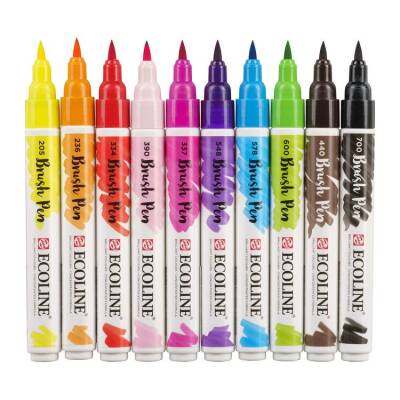 Talens Ecoline Brush Pen Fırça Uçlu Kalem 10 Renk Set BRIGHT - 1