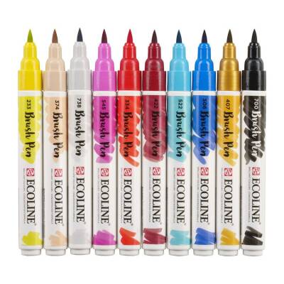 Talens Ecoline Brush Pen Fırça Uçlu Kalem 10 Renk Set FASHION - 1