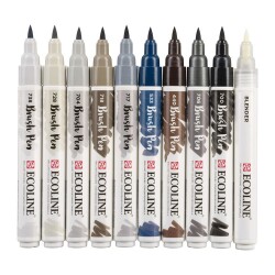 Talens Ecoline Brush Pen Fırça Uçlu Kalem 10 Renk Set GREYS - 1