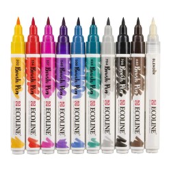 Talens Ecoline Brush Pen Fırça Uçlu Kalem 10 Renk Set HANDLETTERING - 1