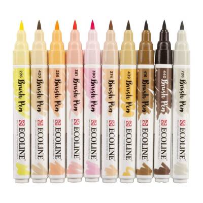 Talens Ecoline Brush Pen Fırça Uçlu Kalem 10 Renk Set SKIN - 1