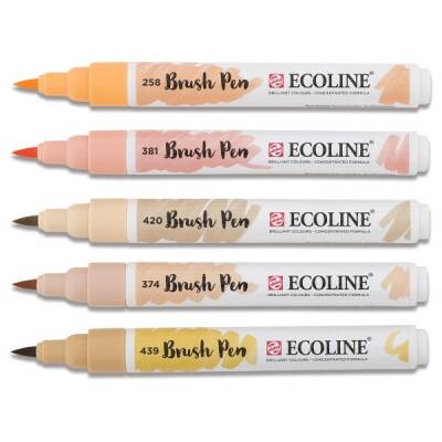 Talens Ecoline Brush Pen Fırça Uçlu Kalem 5 Renk Set BEIGE PINK - 1