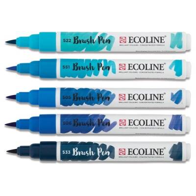 Talens Ecoline Brush Pen Fırça Uçlu Kalem 5 Renk Set BLUE - 1