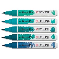 Talens Ecoline Brush Pen Fırça Uçlu Kalem 5 Renk Set GREEN BLUE - 1