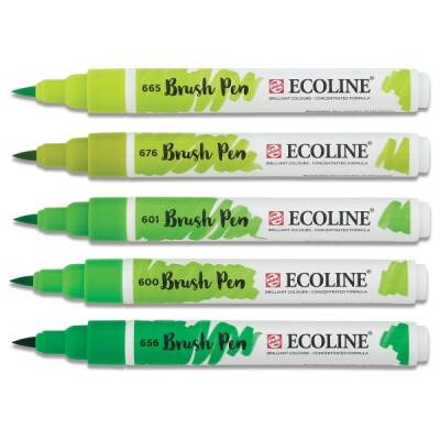 Talens Ecoline Brush Pen Fırça Uçlu Kalem 5 Renk Set GREEN - 1
