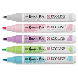 Talens Ecoline Brush Pen Fırça Uçlu Kalem 5 Renk Set PASTEL - 1