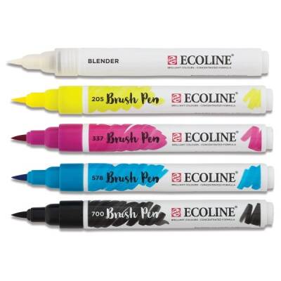 Talens Ecoline Brush Pen Fırça Uçlu Kalem 5 Renk Set PRIMARY - 1