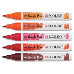 Talens Ecoline Brush Pen Fırça Uçlu Kalem 5 Renk Set RED - 1