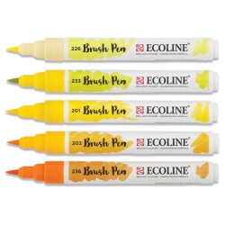 Talens Ecoline Brush Pen Fırça Uçlu Kalem 5 Renk Set YELLOW - 1