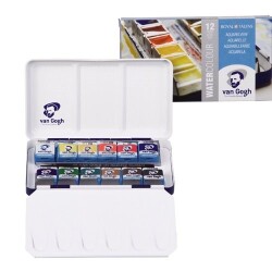 Talens Van Gogh 1/2 Tablet Sulu Boya 12 Renk Metal Kutu - Talens