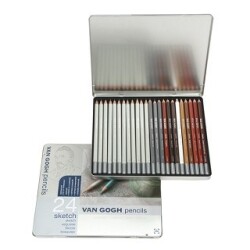 Talens Van Gogh Sketch Set Graphic/Special Eskiz & Sanguine Kalem 24'lü Metal Set - Talens