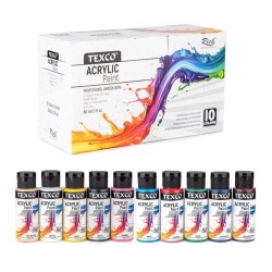Texco Akrilik Boya 10 Renk x 60 ml Ana Renkler - 1