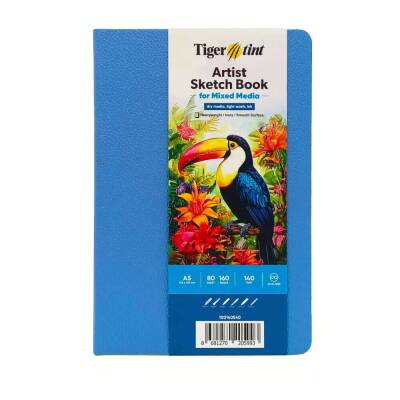 Tigertint Sketch Book Mixed Media Çok Amaçlı Sanatsal Defter Soft Kapak 140 gr A5 80 yp Gök Mavi - 1