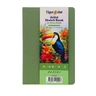 Tigertint Sketch Book Mixed Media Çok Amaçlı Sanatsal Defter Soft Kapak 140 gr A5 80 yp Mint Yeşili - 1