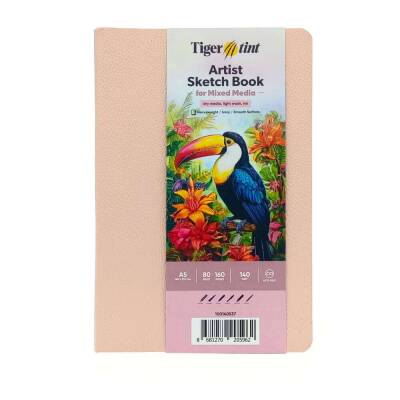 Tigertint Sketch Book Mixed Media Çok Amaçlı Sanatsal Defter Soft Kapak 140 gr A5 80 yp Pudra Pembe - 1