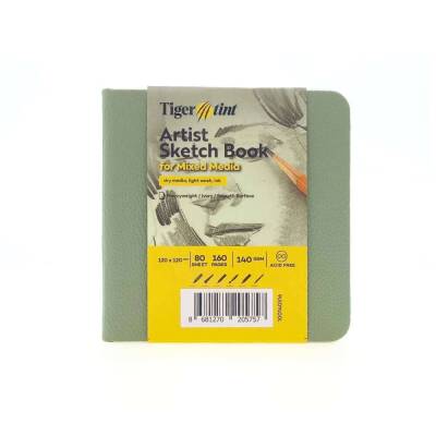Tigertint Sketch Book Sert Kapaklı Eskiz Defteri 140 gr 12x12 cm 80 yp Mint Yeşili - 1