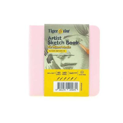 Tigertint Sketch Book Sert Kapaklı Eskiz Defteri 140 gr 12x12 cm 80 yp Şeker Pembe - 1