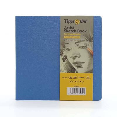 Tigertint Sketch Book Sert Kapaklı Eskiz Defteri 140 gr 20x20 cm 80 yp Gök Mavi - 1