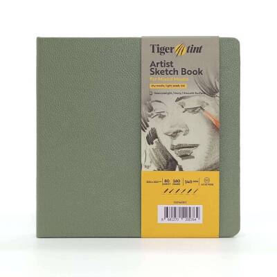 Tigertint Sketch Book Sert Kapaklı Eskiz Defteri 140 gr 20x20 cm 80 yp Mint Yeşili - 1