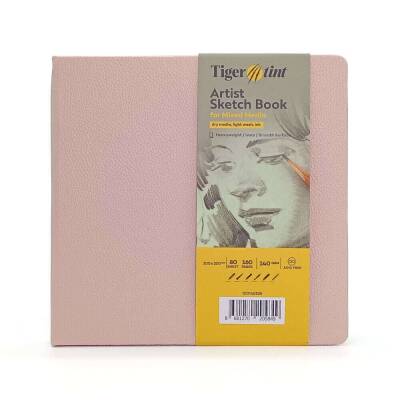 Tigertint Sketch Book Sert Kapaklı Eskiz Defteri 140 gr 20x20 cm 80 yp Pudra Pembe - 1
