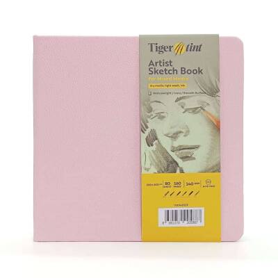 Tigertint Sketch Book Sert Kapaklı Eskiz Defteri 140 gr 20x20 cm 80 yp Şeker Pembe - 1
